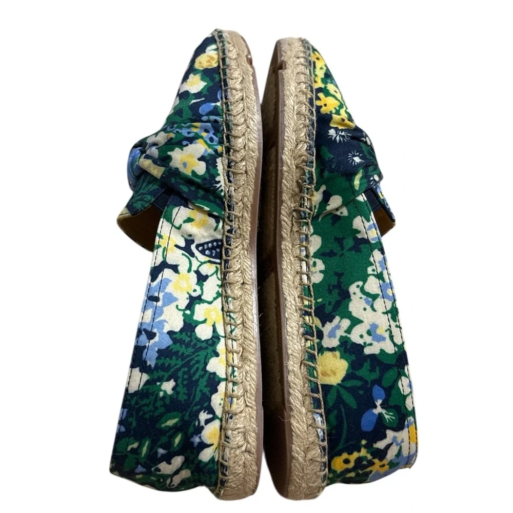 Talbots Izzy Knot Detail Flat Espadrilles in Butterfly Garden Sateen Sz. 7.5